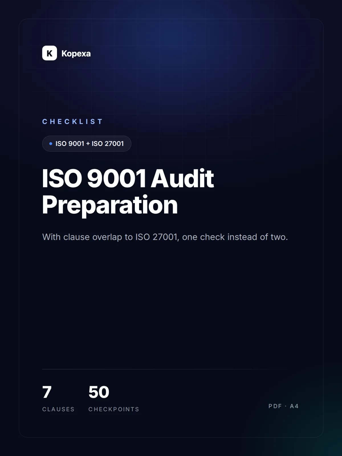 Cover of the ISO 9001 Audit Prep with ISO 27001 Overlap